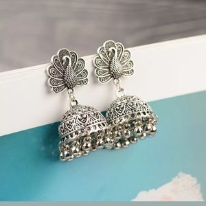 Peacock Silver Earrings